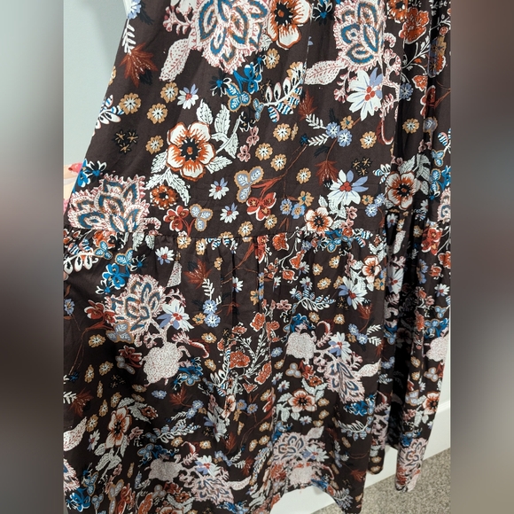 NWT Sugarlips Brown Journee Floral Morty Puff Sleeve Maxi Dress in Size L (12) - Picture 6 of 11